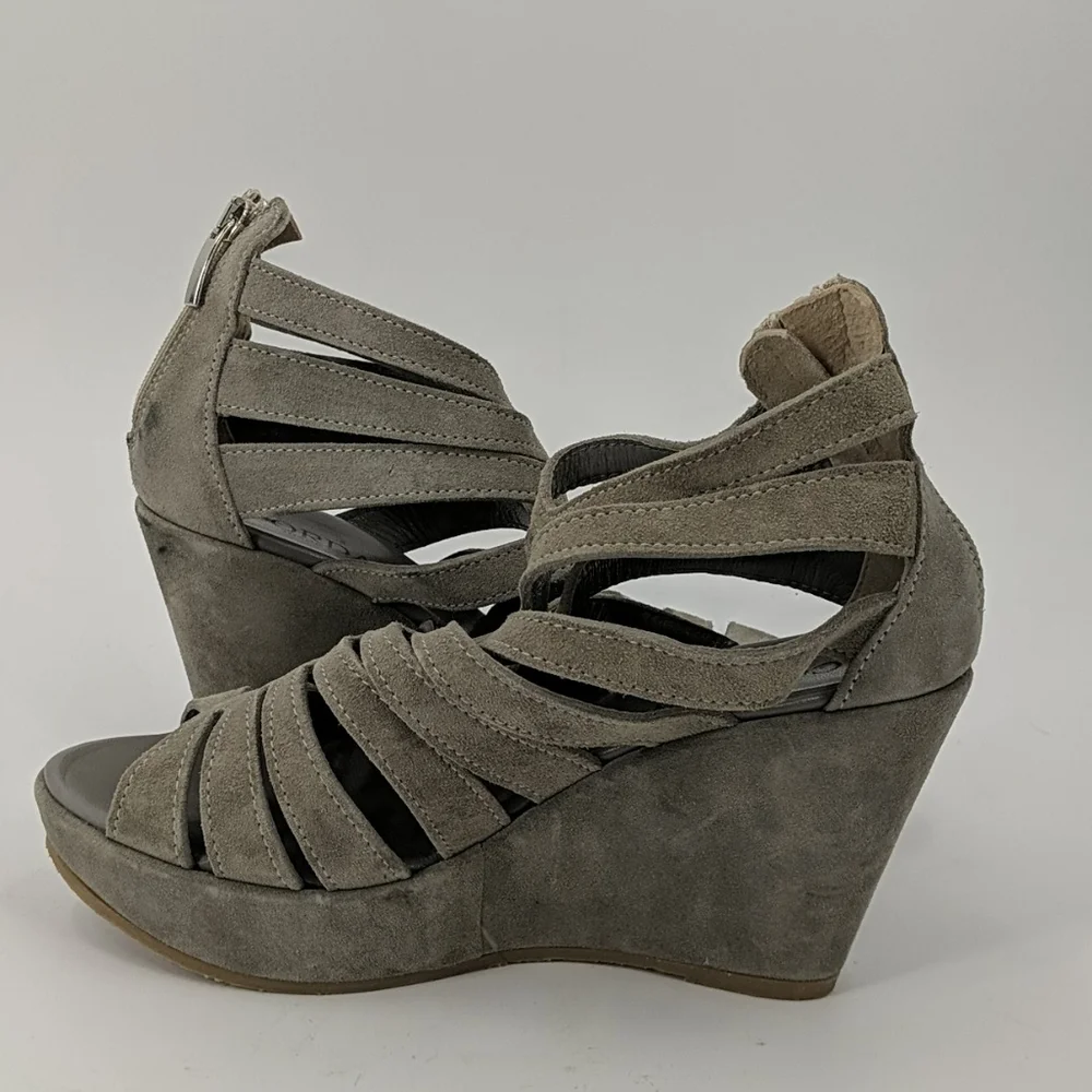 NWT CORDANI Suede Cage Wedge Sandals